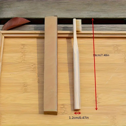 Set de 10 perii de dinți din bambus cu peri din cărbune și fibră de bambus